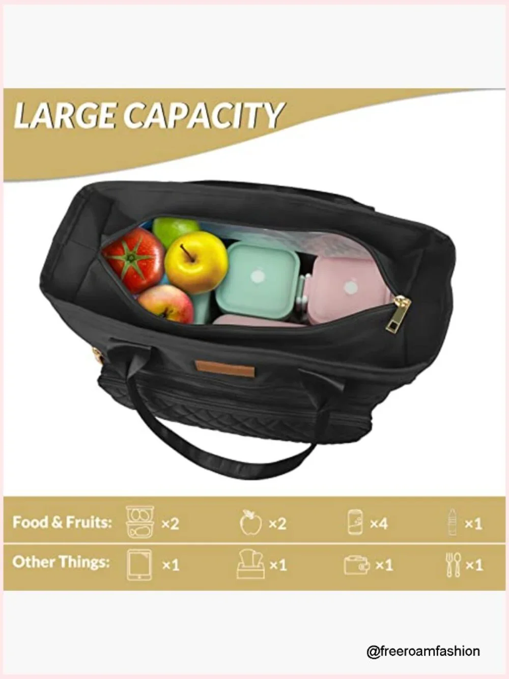 Large Insulated Lunch Tote Bag with Storage Pockets, Leakproof Cooler
